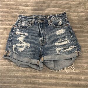 American Eagle Outfitters Blue Jean Shorts Distressed High-Waisted